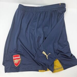 Puma Arsenal FC Mens Size Large Soccer Shorts Navy Blue Gold dryCELL